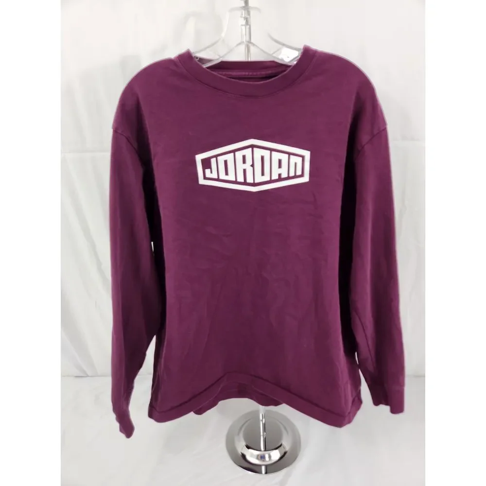Jordan Brand Boys Long Sleeve T-Shirt Burgundy Maroon Graphic‎ DC9779-610 Large